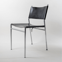 Dining Chair in Black Leather by Mart Visser for 'T Spectrum 1960's