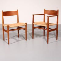 Esszimmerstühle von Hans Wegner für Carl Hansen &amp; Søn, Dänemark 2 CH37 und 2 CH36