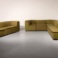 9-teiliges modulares Durlet-Sofa aus luxuriösem grünem De-Ploeg-Stoff, 1970