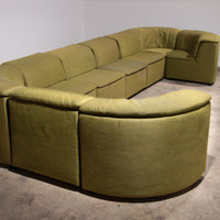 9-teiliges modulares Durlet-Sofa aus luxuriösem grünem De-Ploeg-Stoff, 1970