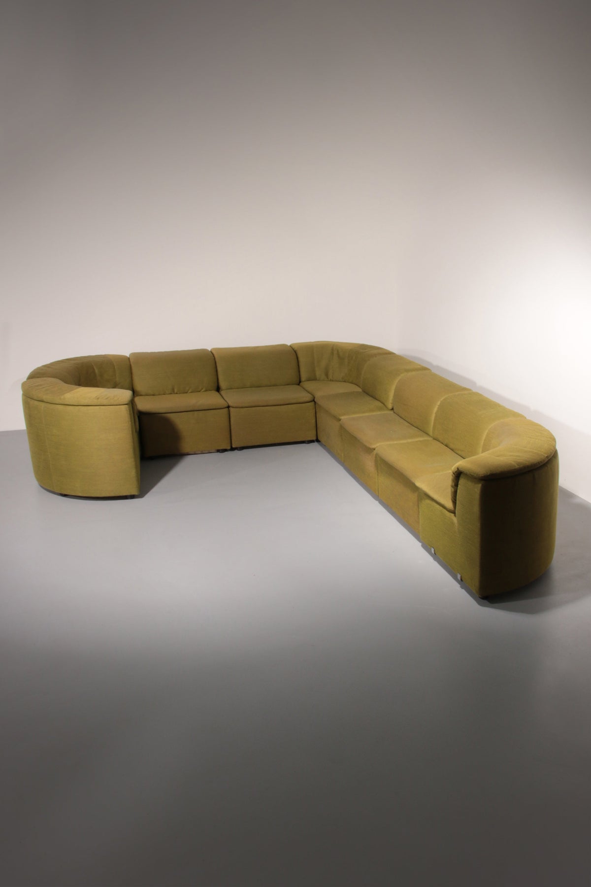 9-teiliges modulares Durlet-Sofa aus luxuriösem grünem De-Ploeg-Stoff, 1970