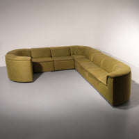 9-teiliges modulares Durlet-Sofa aus luxuriösem grünem De-Ploeg-Stoff, 1970