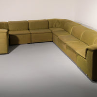9-teiliges modulares Durlet-Sofa aus luxuriösem grünem De-Ploeg-Stoff, 1970