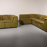 9-teiliges modulares Durlet-Sofa aus luxuriösem grünem De-Ploeg-Stoff, 1970