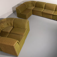 9-teiliges modulares Durlet-Sofa aus luxuriösem grünem De-Ploeg-Stoff, 1970