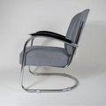 Easy chair model 436 in grey fabric, chromium and wood, Paul SCHUITEMA - 1930s - COLLECTORS RDAM