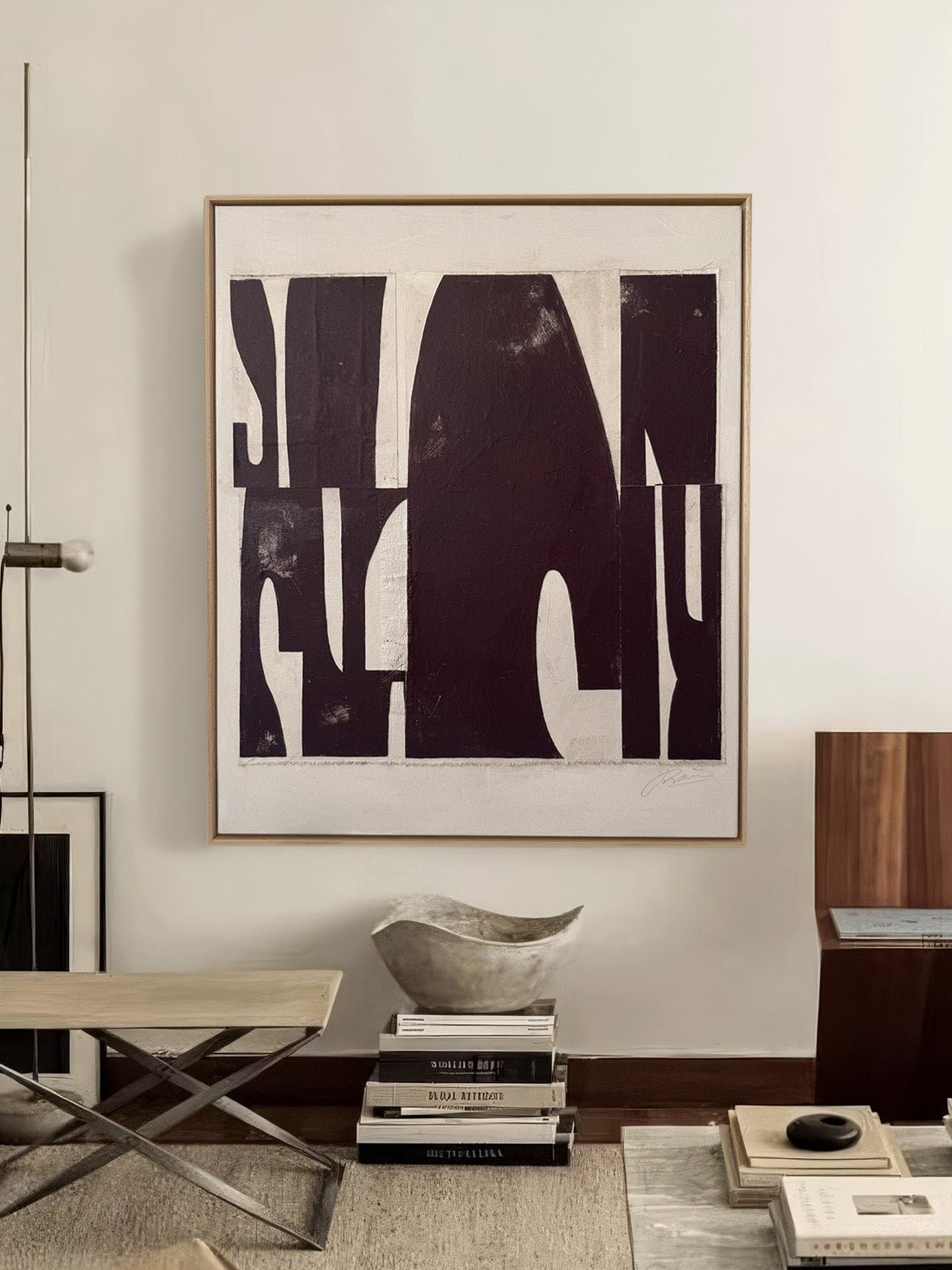 Eclectric Electric 01 — Abstract acrylic collage on canvas with list (with frame) - Collectors-Net.Work