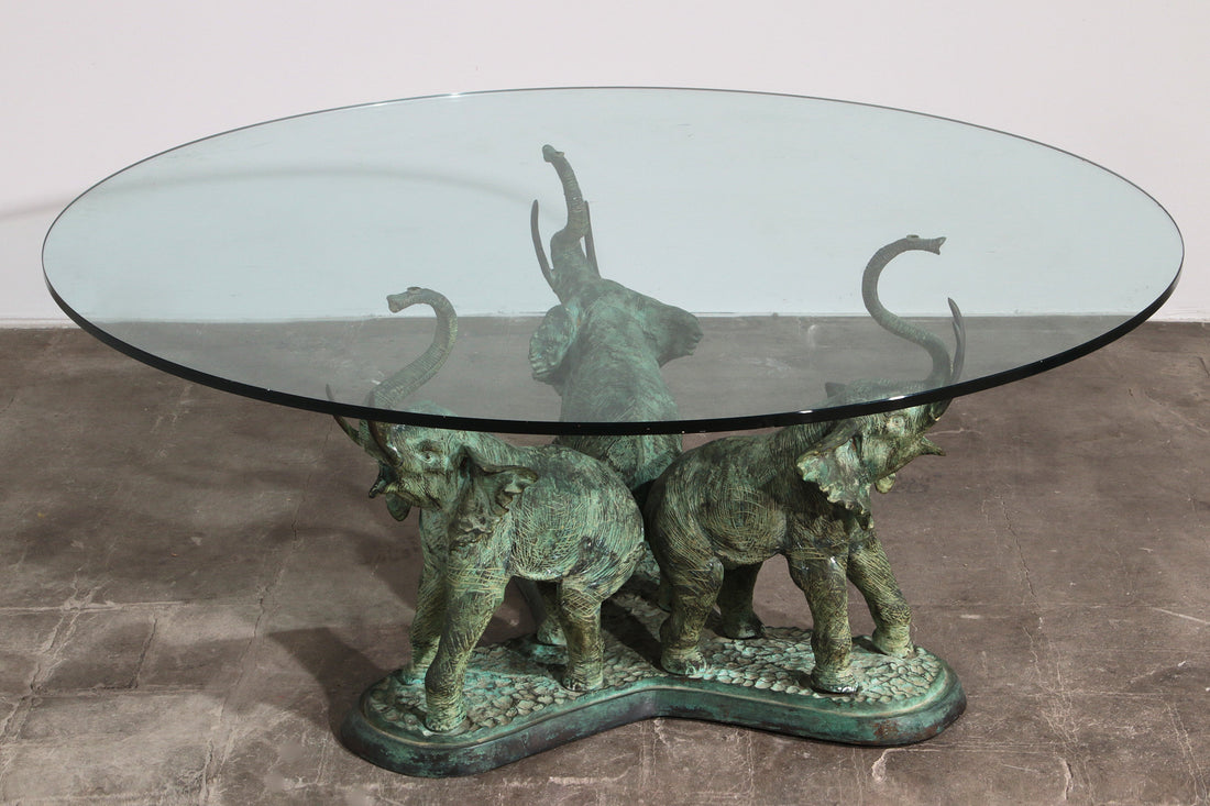 Exquisite 70s Bronze Elephant Table with Glass Top - Collectors - Net.Work