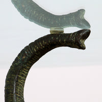 Exquise jaren '70 bronzen olifantentafel met glazen blad