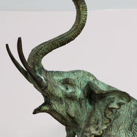 Exquise jaren '70 bronzen olifantentafel met glazen blad