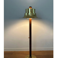 Scandinavian design floorlamp, oak base,aluminium shade – Norlett Elit, Sweden, 1970s