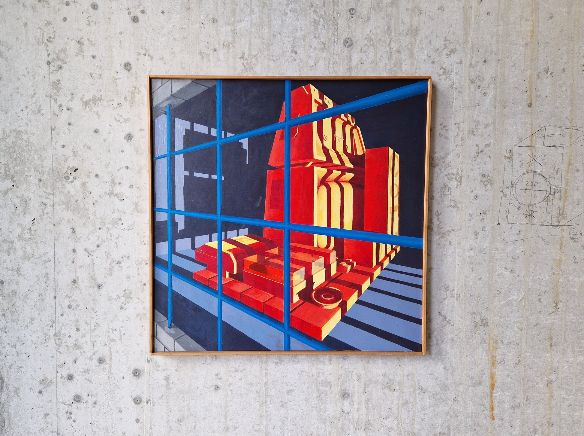 Framed Futuristic Painting on Board, Nbrovsky 1989 - Collectors - Net.Work