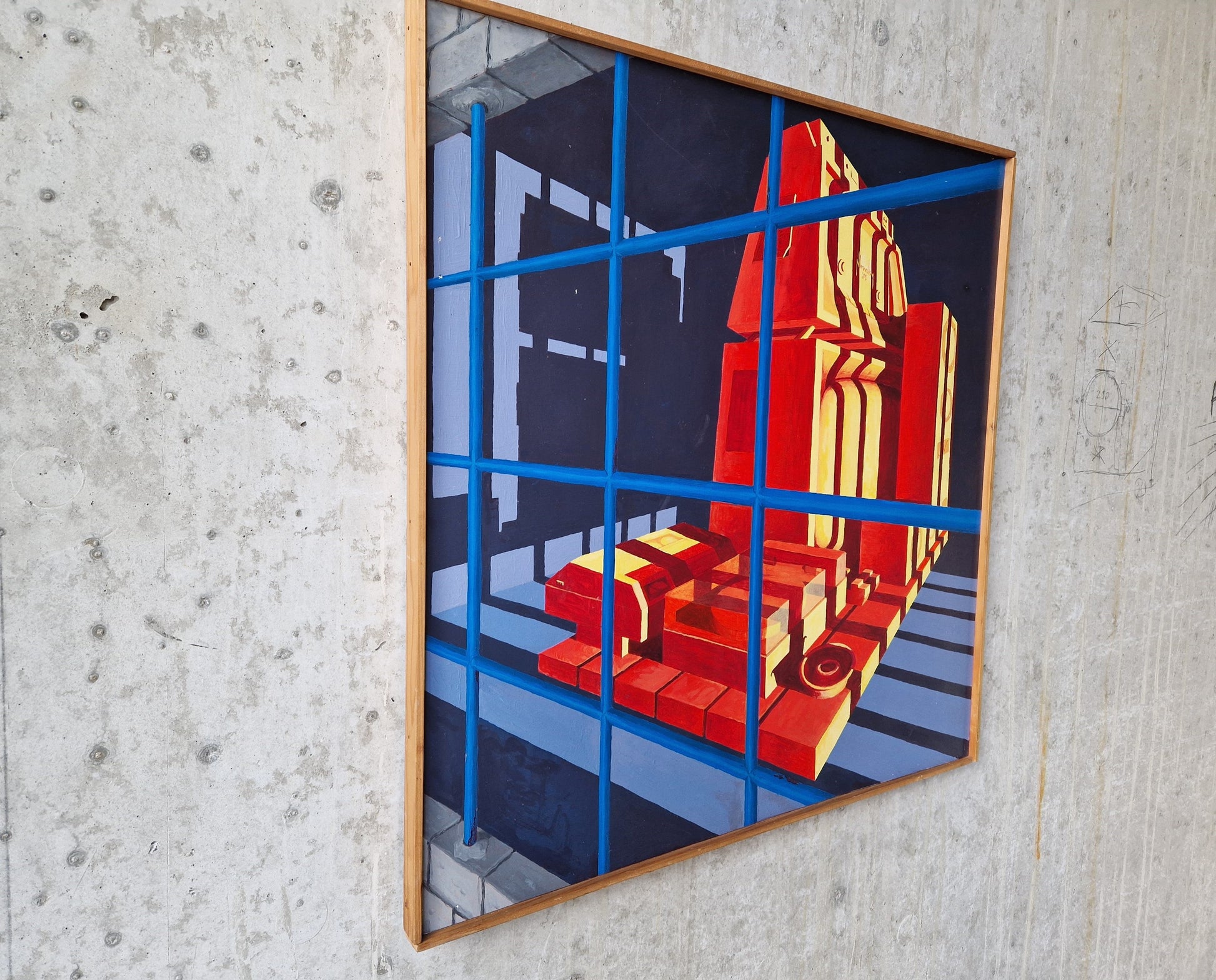 Framed Futuristic Painting on Board, Nbrovsky 1989 - Collectors - Net.Work