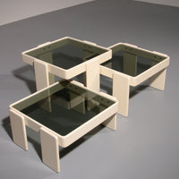 Gianfranco Frattini Stapeltafels voor Cassina – Origineel Gebroken Wit Lak