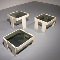 Gianfranco Frattini Stapeltafels voor Cassina – Origineel Gebroken Wit Lak