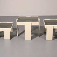 Gianfranco Frattini Stapeltafels voor Cassina – Origineel Gebroken Wit Lak