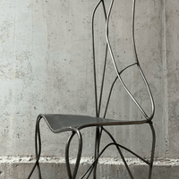 Handmade sculptural metal chair 1980s