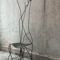 Handmade sculptural metal chair 1980s