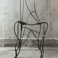 Handmade sculptural metal chair 1980s