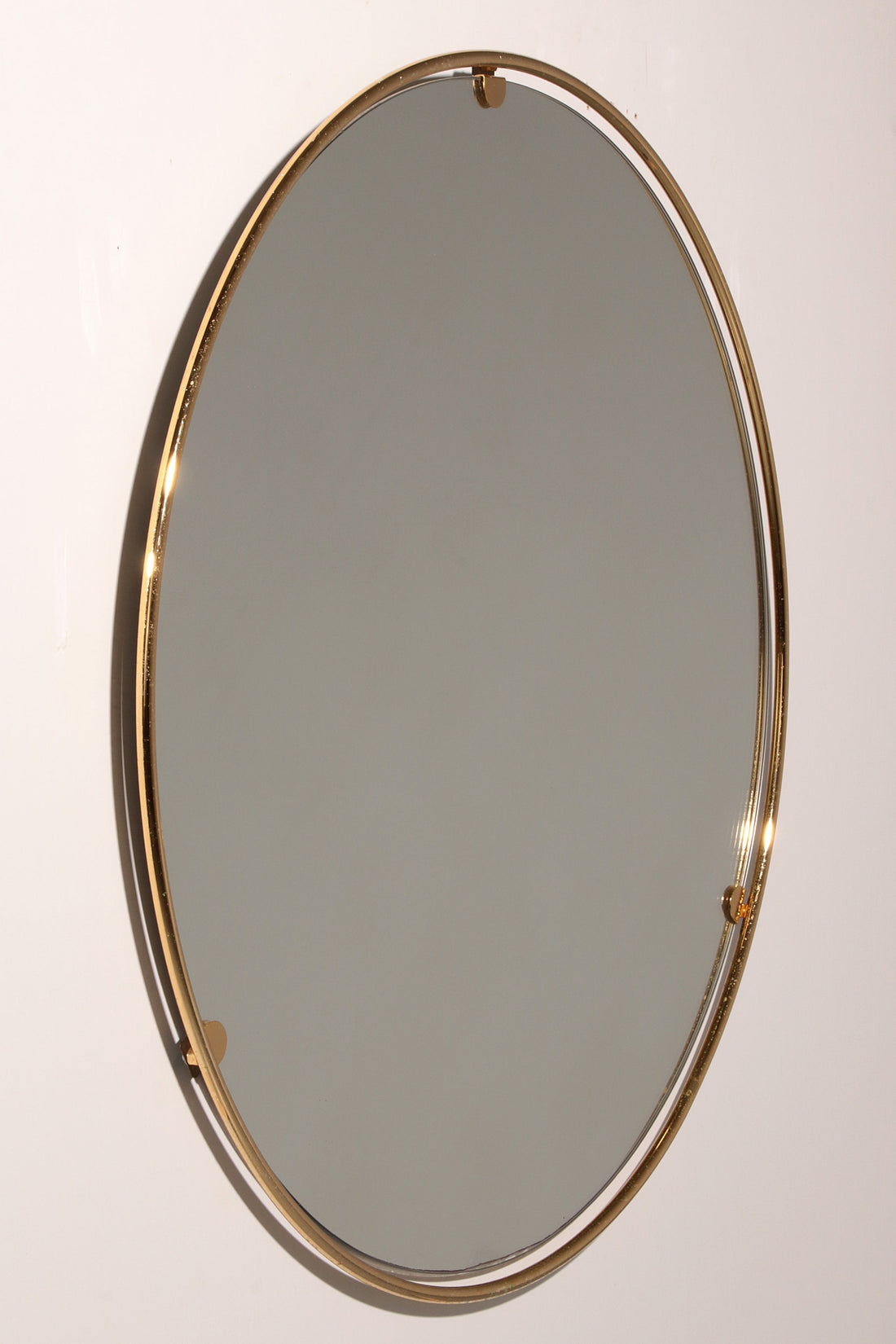 Italian 1960s Solid Brass Wall Mirror with Original Patina – Milan Nightlife Provenance - Collectors - Net.Work