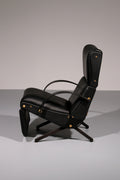 Italian Black Leather Adjustable P40 Relax Chair by Osvaldo Borsani Tecno. - Collectors - Net.Work