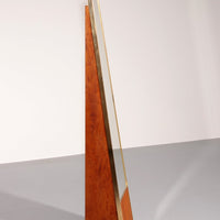 Italian Elegance – 1970s Freestanding Mirror with Brass and Oak Details 1960
