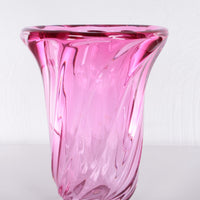 Große Vintage-Vase aus kranbeerfarbenem Val Saint Lambert-Kristall – Belgisches Kunstglas der 1960er Jahre