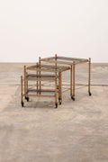 Maison Jansen Vintage Brass Trolley with Smoky Glass Tables - Collectors - Net.Work