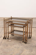 Maison Jansen Vintage Brass Trolley with Smoky Glass Tables - Collectors - Net.Work
