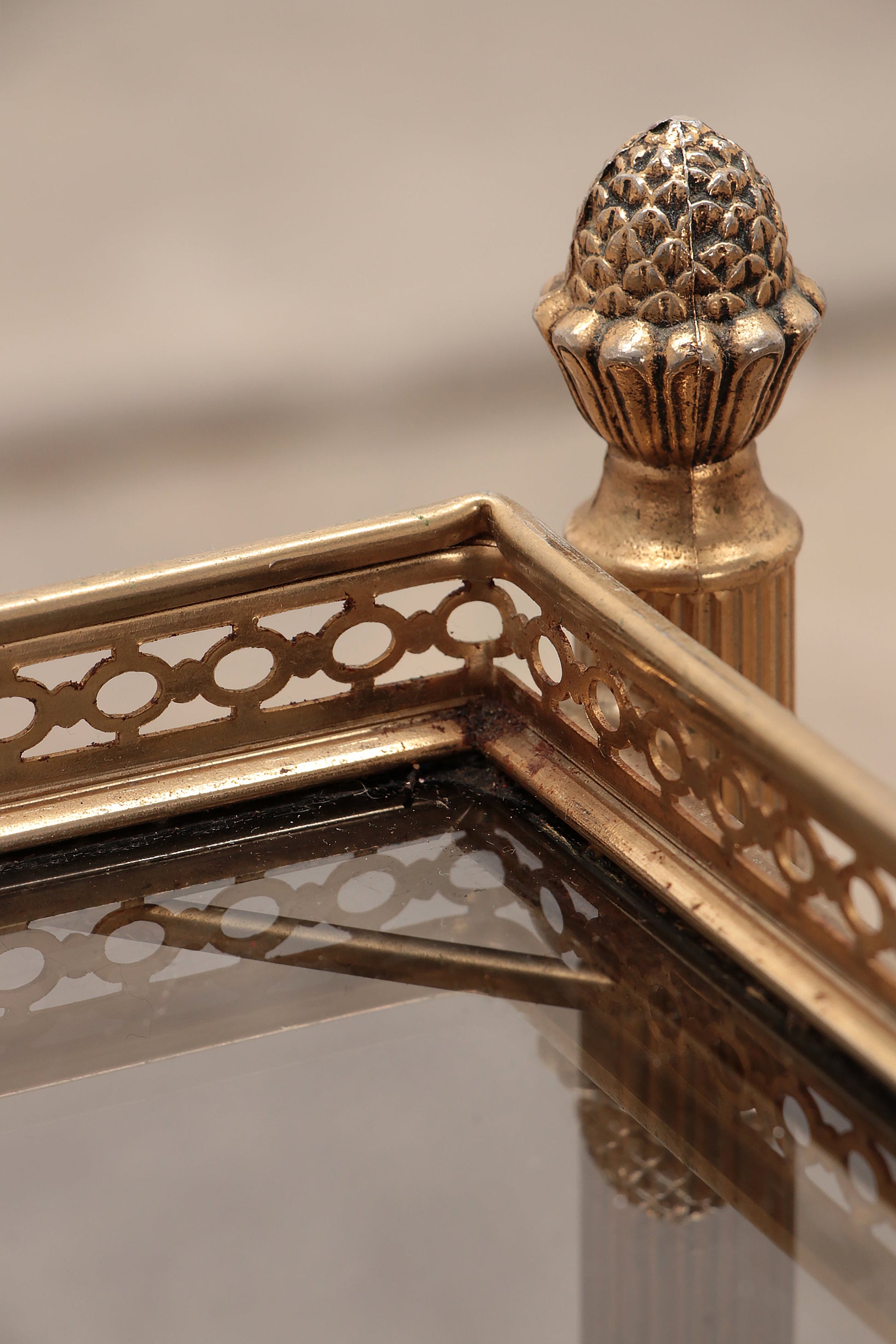 Maison Jansen Vintage Brass Trolley with Smoky Glass Tables - Collectors - Net.Work