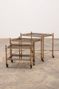 Maison Jansen Vintage Brass Trolley with Smoky Glass Tables - Collectors - Net.Work