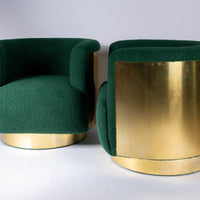 Mid-Century Brass Swivel Lounge Chairs, Italy mid century (2 available)