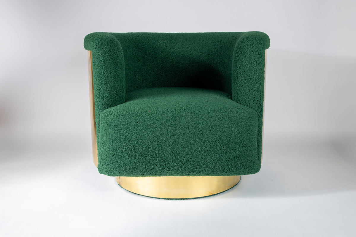 Mid-Century Brass Swivel Lounge Chairs, Italy mid century (2 available)