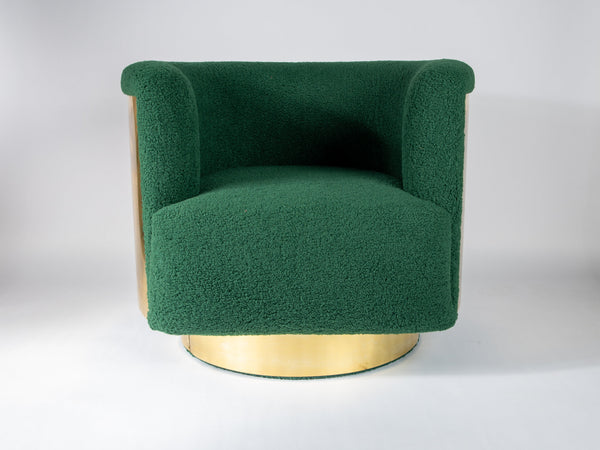 Mid-Century Brass Swivel Lounge Chairs, Italy mid century (2 available)