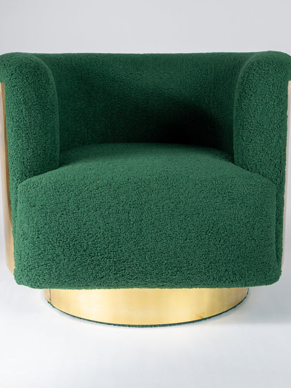 Mid-Century Brass Swivel Lounge Chairs, Italy mid century (2 available)