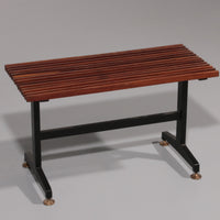 Mid-Century Italian Bench 1960s with Black Metal Frame,and Solid Teak Slats