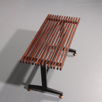 Mid-Century Italian Bench 1960s with Black Metal Frame,and Solid Teak Slats