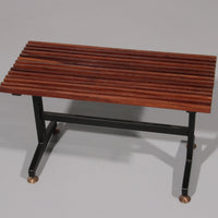 Mid-Century Italian Bench 1960s with Black Metal Frame,and Solid Teak Slats