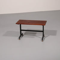 Mid-Century Italian Bench 1960s with Black Metal Frame,and Solid Teak Slats