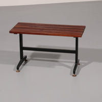Mid-Century Italian Bench 1960s with Black Metal Frame,and Solid Teak Slats