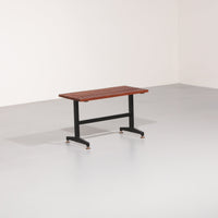 Mid-Century Italian Bench 1960s with Black Metal Frame,and Solid Teak Slats