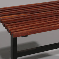 Mid-Century Italian Bench 1960s with Black Metal Frame,and Solid Teak Slats