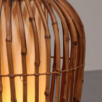 Midcentury-Stehlampe aus Rattan, Bambus und Stoff, Franco Albini, Italien, 1960er Jahre