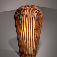 Midcentury-Stehlampe aus Rattan, Bambus und Stoff, Franco Albini, Italien, 1960er Jahre