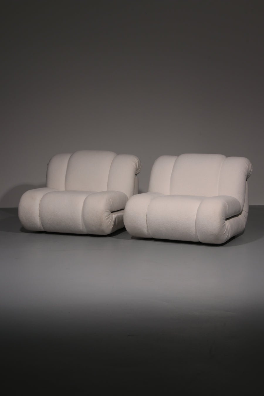 Mimo Padova Ivory Bouclé Modulaire Lounge chairs "Velasquez" - 1970 - COLLECTORS RDAM