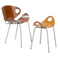 modernist Olof Kettunen Chair and Stool for Merivaara in plywood, Finland 1950s - COLLECTORS RDAM