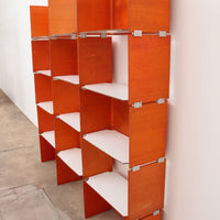 Modulares französisches Wandregal in Orange, 1960er Jahre