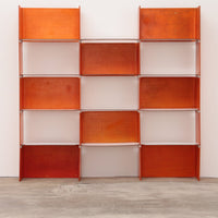 Modulares französisches Wandregal in Orange, 1960er Jahre