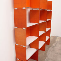 Modulares französisches Wandregal in Orange, 1960er Jahre