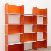 Modulares französisches Wandregal in Orange, 1960er Jahre